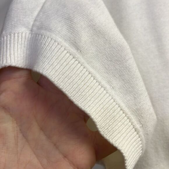 Michael Kors Cream Short Sleeve Cardigan Sweater Tunic with Beige Belt- Small - Picture 11 of 12